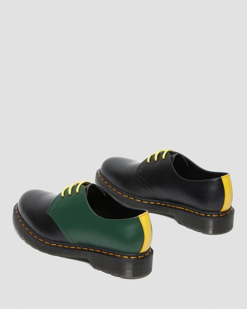 Dr Martens 1461 Contrast Smooth Læder Oxford Sko Herre Sort | DK 589CTV